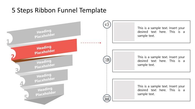 Ribbon Funnel Step 2 PowerPoint Diagram