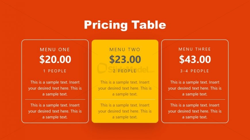 Sales Pitch Restaurant Pricing Template
