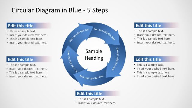 Circular Arrows 5 Steps PowerPoint Diagram