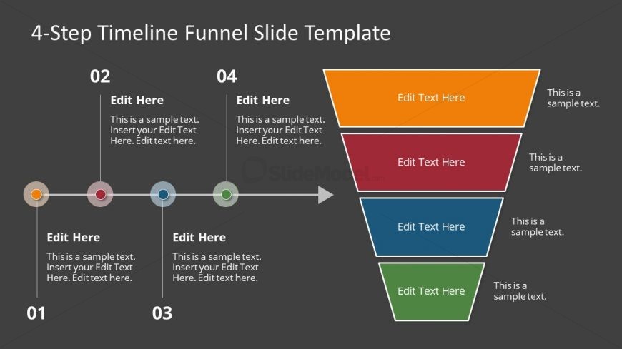 4-Step Timeline Funnel PPT Layout 