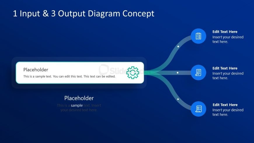 Dark Background Diagram with 1 Input and 3 Outputs