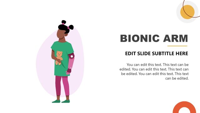 Bionic Arm Slide for Diversity at Work Presentation with Female Illustration