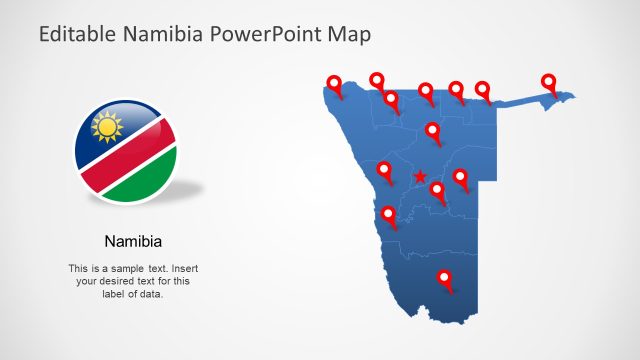 Namibia PowerPoint Map with Country Flag