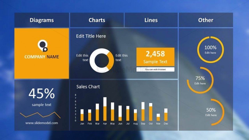 Blue Dashboard Slide Design for PowerPoint - SlideModel