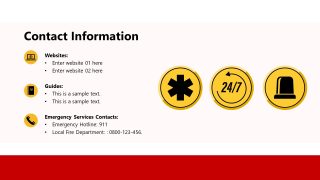 Creative Contact Info Slide for Emergency Preparedness Template