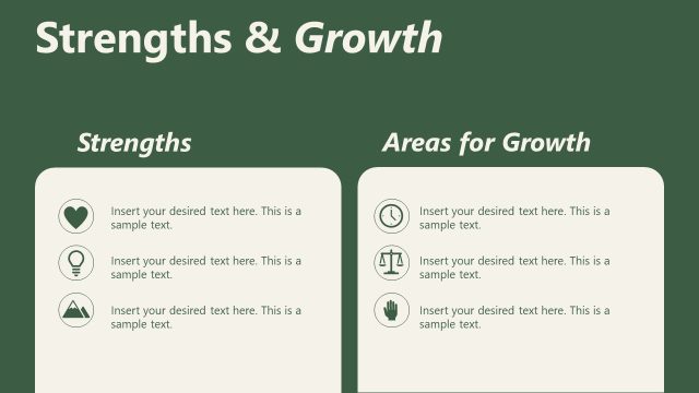 Two Columns Layout Slide for Strengths & Growth