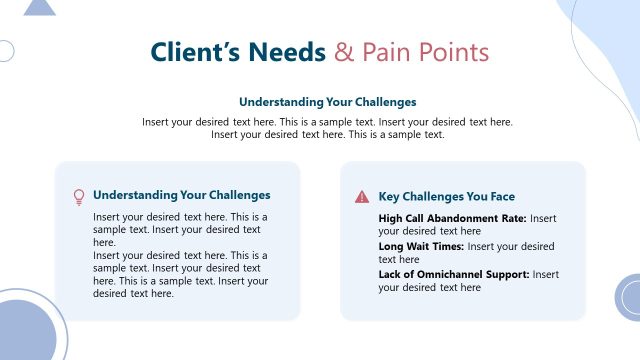 Client’s Needs & Pain Points Slide – Call Center Proposal Template