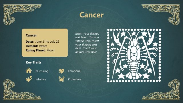 Cancer Sign – Zodiac Signs PPT Slide Template
