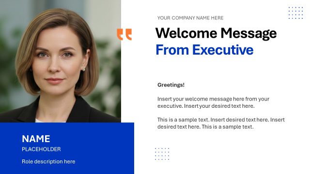 Welcome Message Slide – Professional Report Template for Presentation