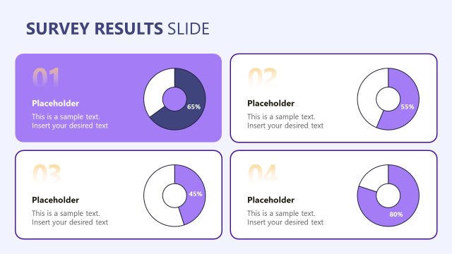 Survey Results Slide with Four Segments & Pie Chart