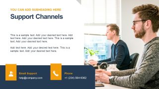 Key Customer Onboarding Template Slide for Support Channels 