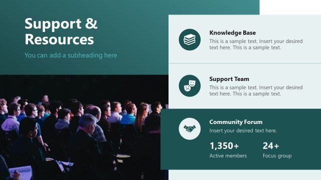 Support & Resources Discussion Slide – Product Training PPT Template Slide