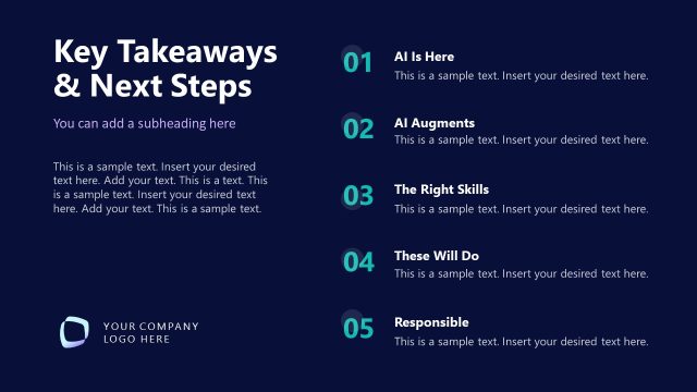 Key Takeaways & Next Steps Presentation – AI Corporate Training Template