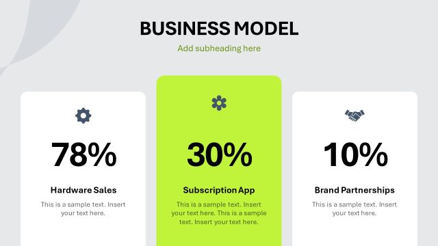 Business Model Presentation Slide with Three Segments