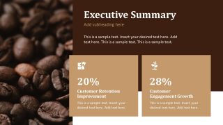 Aesthetic Coffee Image Slide for Executive Summary Presentation