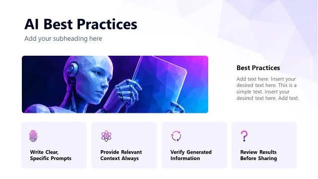 AI Best Practices Slide with Icons & Segments