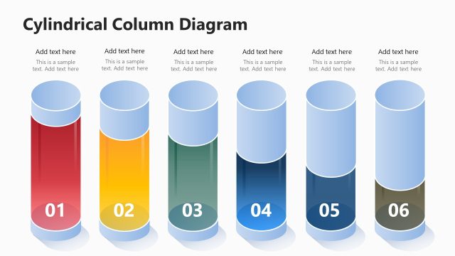 3D Cylindrical Columns PPT Infographics Slide