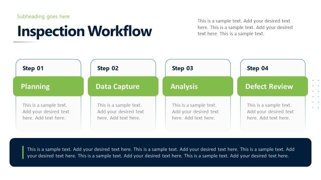 Four Blocks Design – Customizable Inspection Workflow PPT Slide