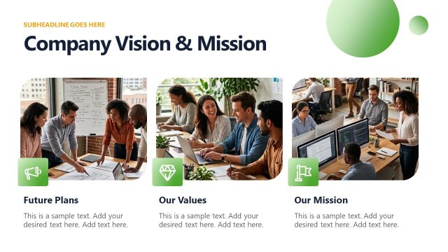 Vision & Mission Slide with Images – Small Business Company Profile Template