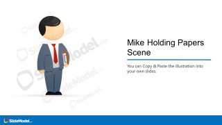 Illustration of Mike Cartoon with Clipboard 