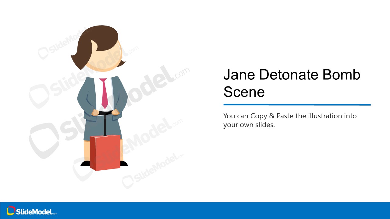 Jane Cartoon Character and Bomb Scene Illustration