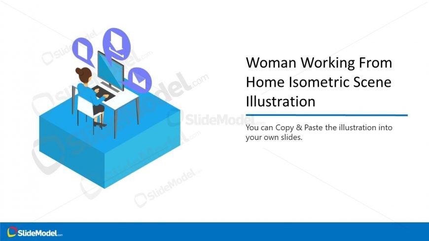 Woman Working on Computer Template