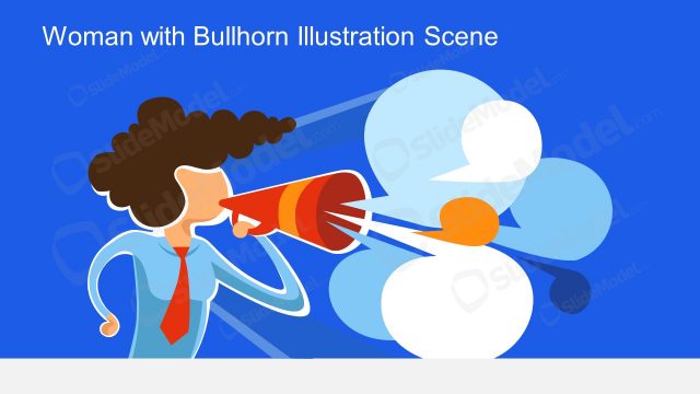 Woman with Bullhorn Illustration Scene