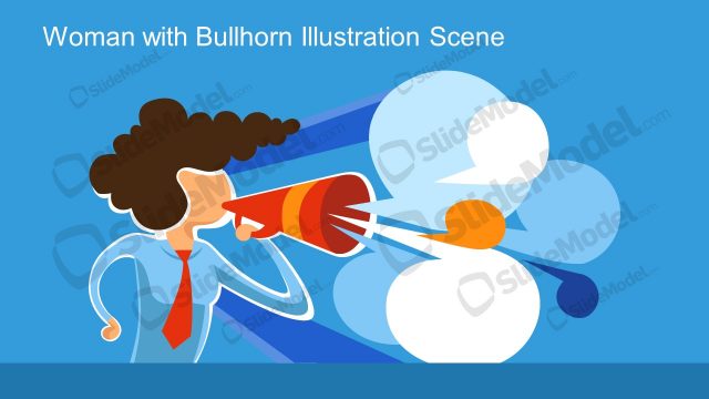 PPT Bullhorn Woman Cartoon Template
