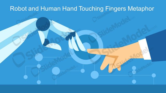 Robot and Human Touching Hand Metaphor PowerPoint