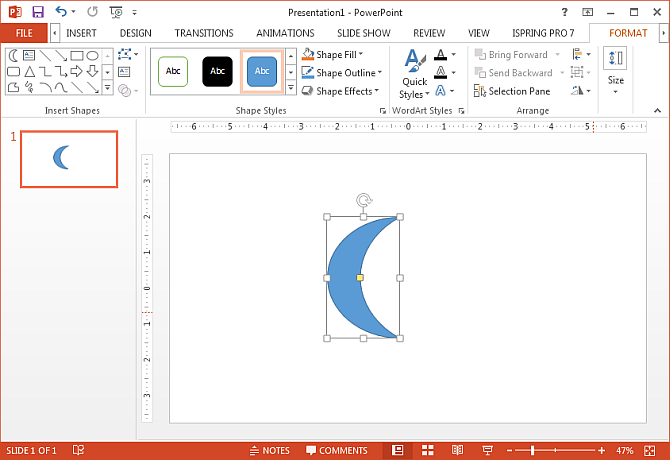 Draw moon shape in PowerPoint