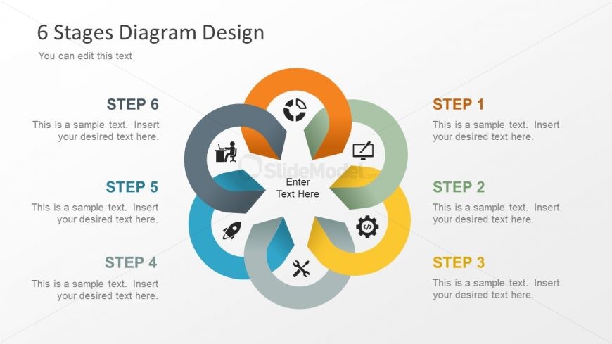 6 Stage Process Cycle Diagram Template