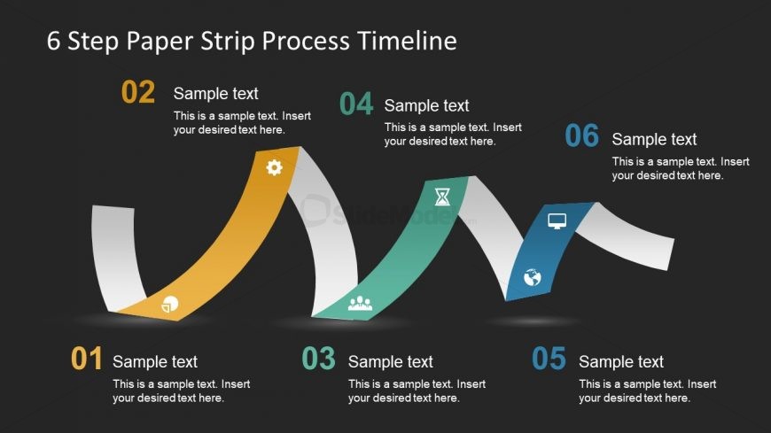 Black Background Slide of Paper Strip Timeline