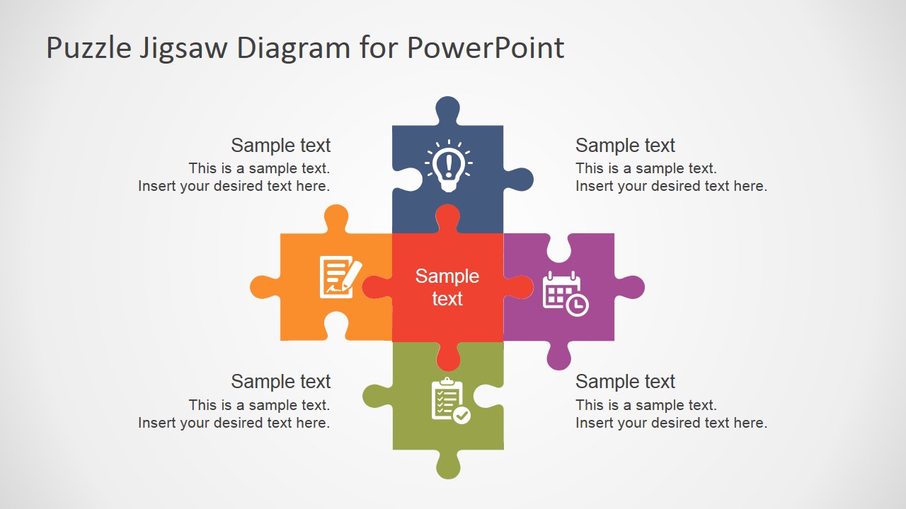 free flat puzzle jigsaw powerpoint diagram slidemodel