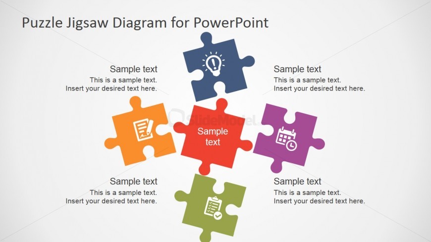 modern flowchart design SlideModel Piece Template for  5 PowerPoint  Puzzle