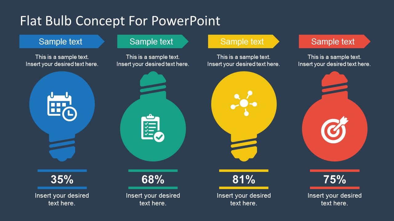 Free PowerPoint Flat Bulb Concept Slides