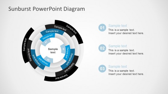 Free Sunburst Diagrams PowerPoint Blue Color