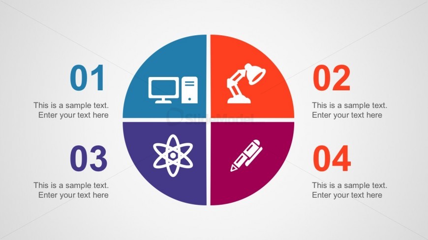 Free 4 Steps PowerPoint Circle Chart with Clip Art Icons 