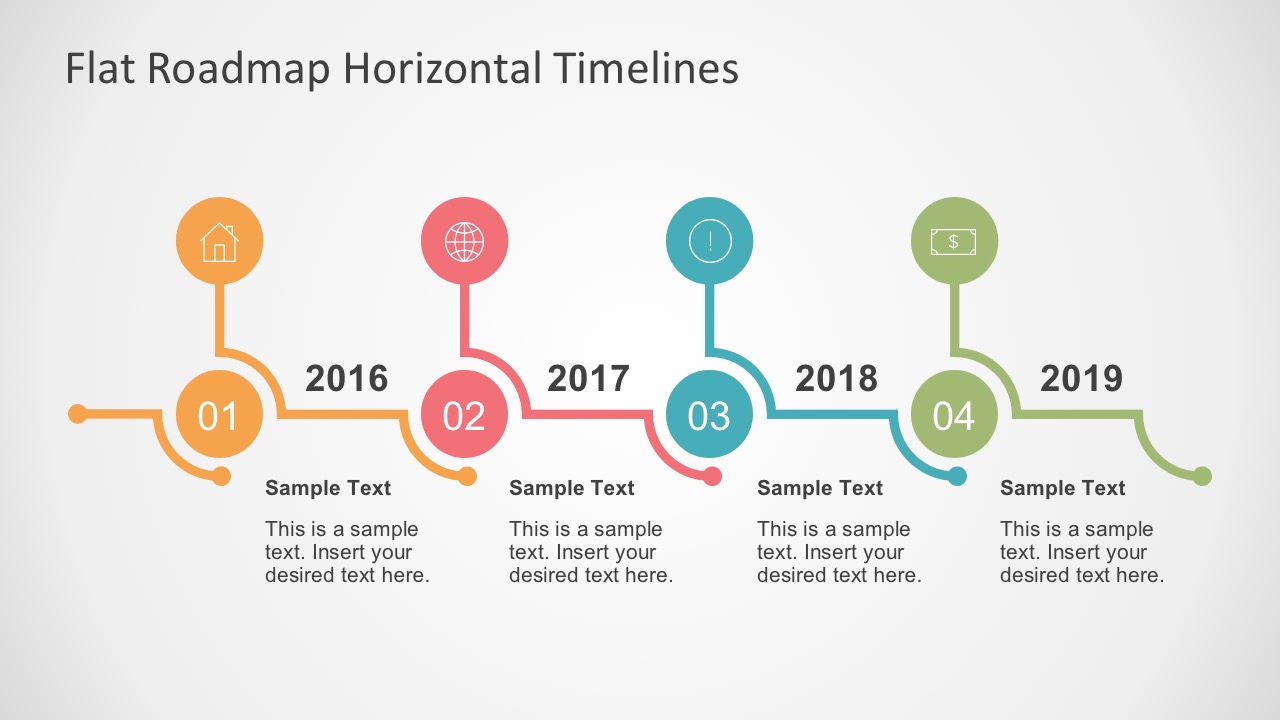 Flat Roadmap Horizontal Timelines For Powerpoint | Images and Photos finder