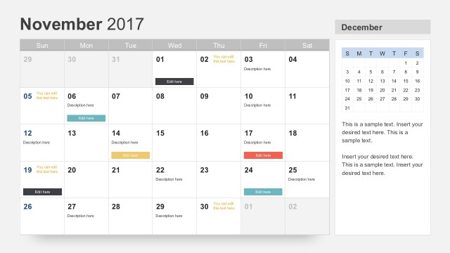 Free 2017 PowerPoint Calendar Slides