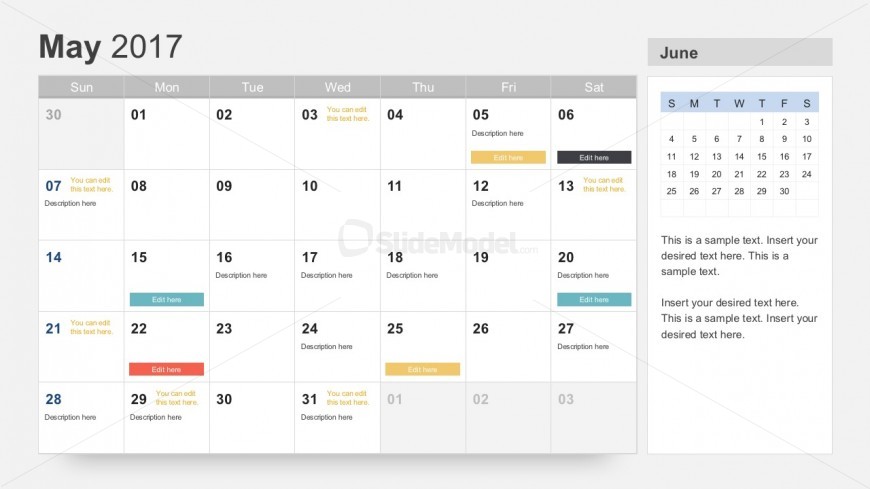 May 2017 Calendar PowerPoint Slides