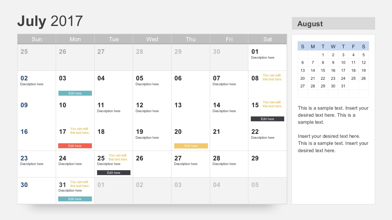 Microsoft Powerpoint Calendar Template Creative Design Templates