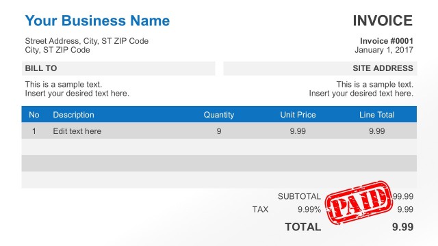 Free Business Invoice Templates with Tax