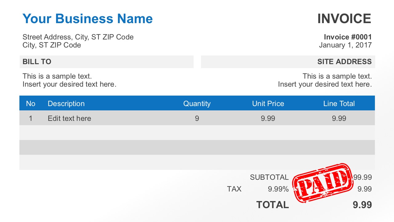 Simple Invoice Template for PowerPoint