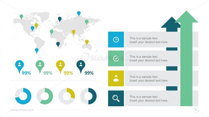 Data Charts Dashboard with World Map Infographics