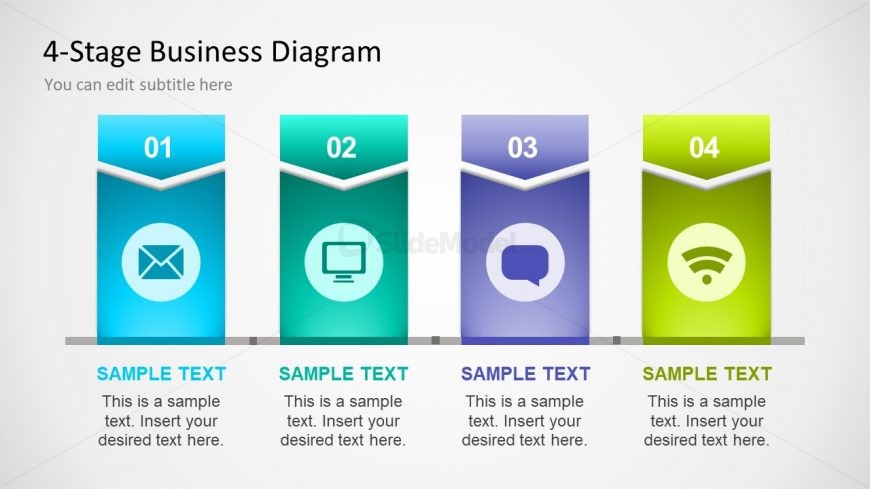 Color Gradient Arrow Shape Free Diagram