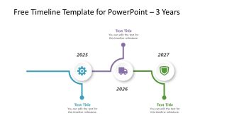 Free Template of Timeline Diagram with 3 Years Milestone
