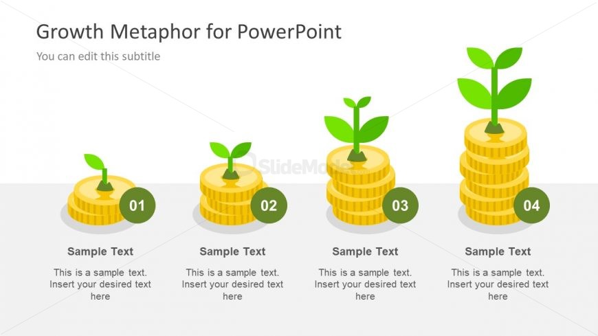 4 Step Graph of Gold Coins for Finances