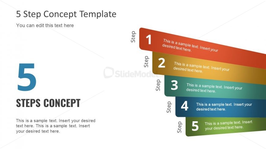 Diagram of 5 Steps PPT