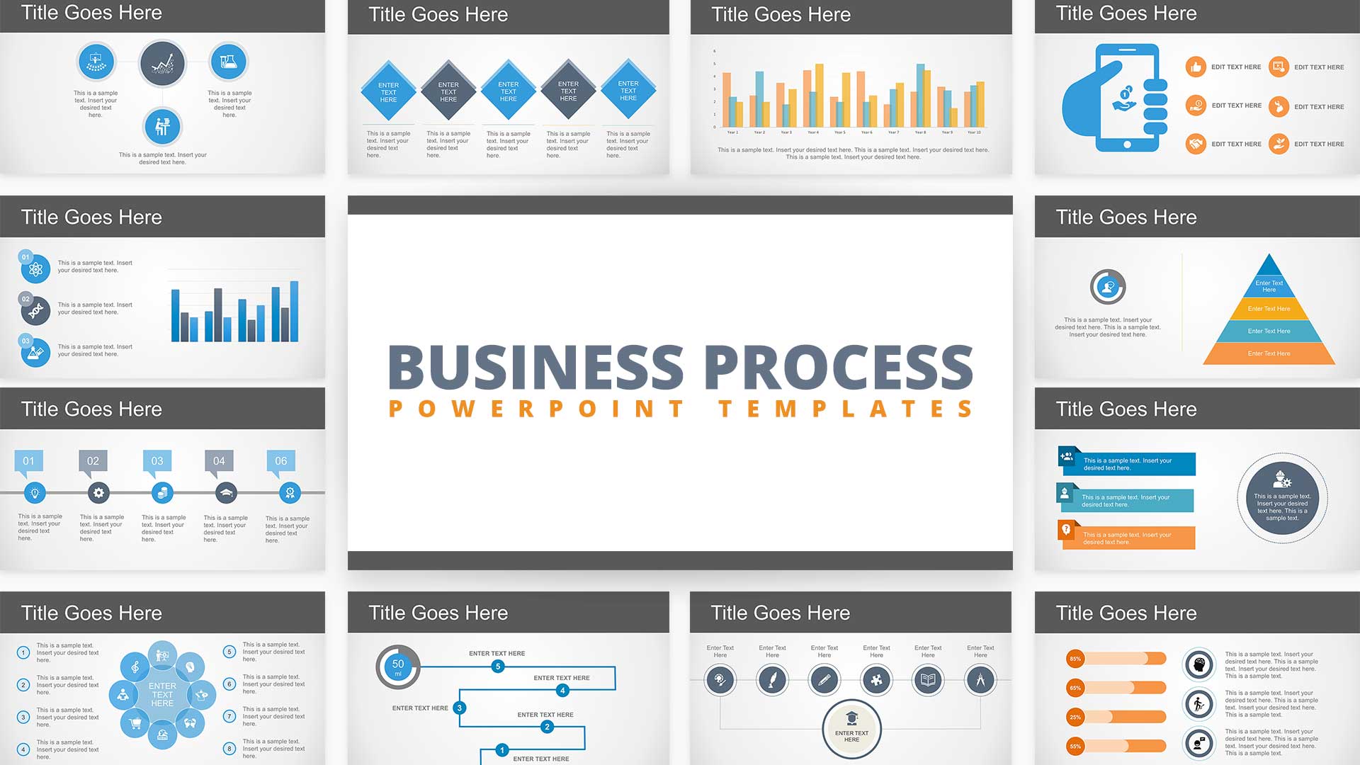 Free Flat Business Process Diagram Powerpoint Template Slidemodel