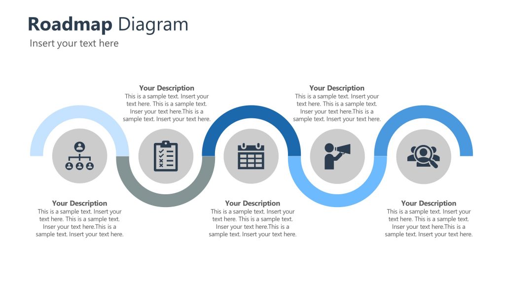 Blue Corporate Curved Roadmap Powerpoint Slidemodel 4557